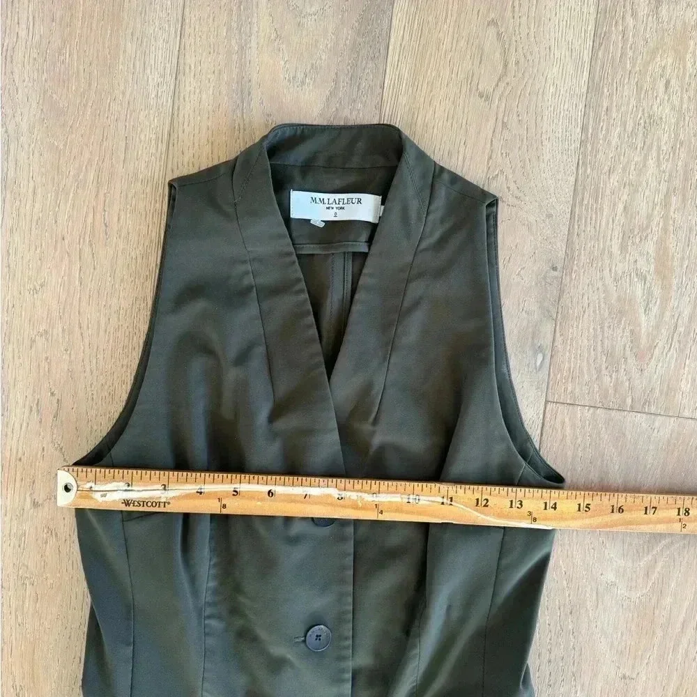 MM Lafleur Olive Sleeveless V-Neck Button-Front Midi Dress